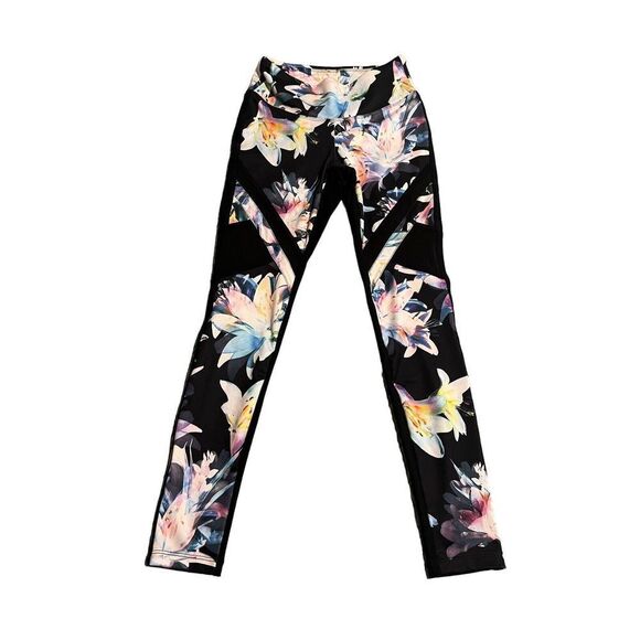 No Brand Pants - Jo & Jax Women’s XXS 00 Adult Leggings Black Floral Thick Elastic Waist Band